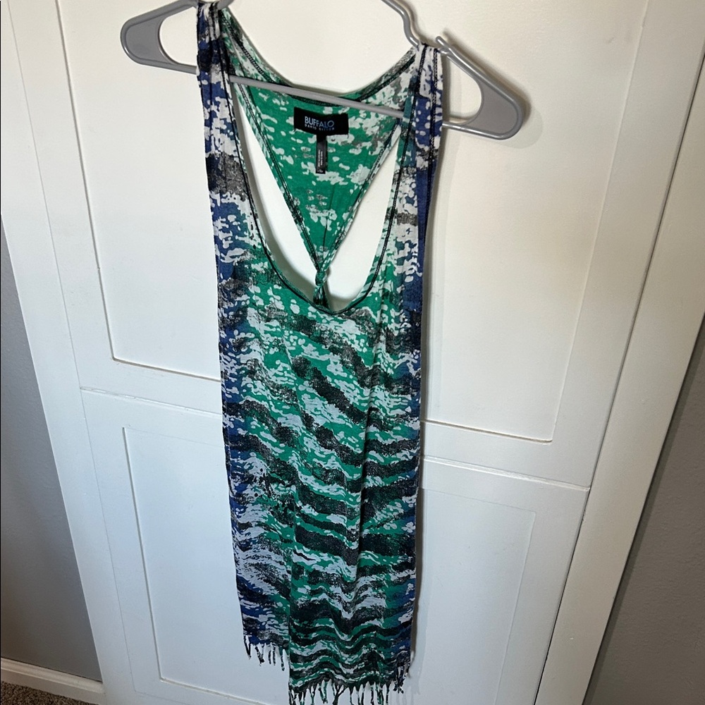 Buffalo David Bitton Green and Blue Patterned Dress/Cover Up